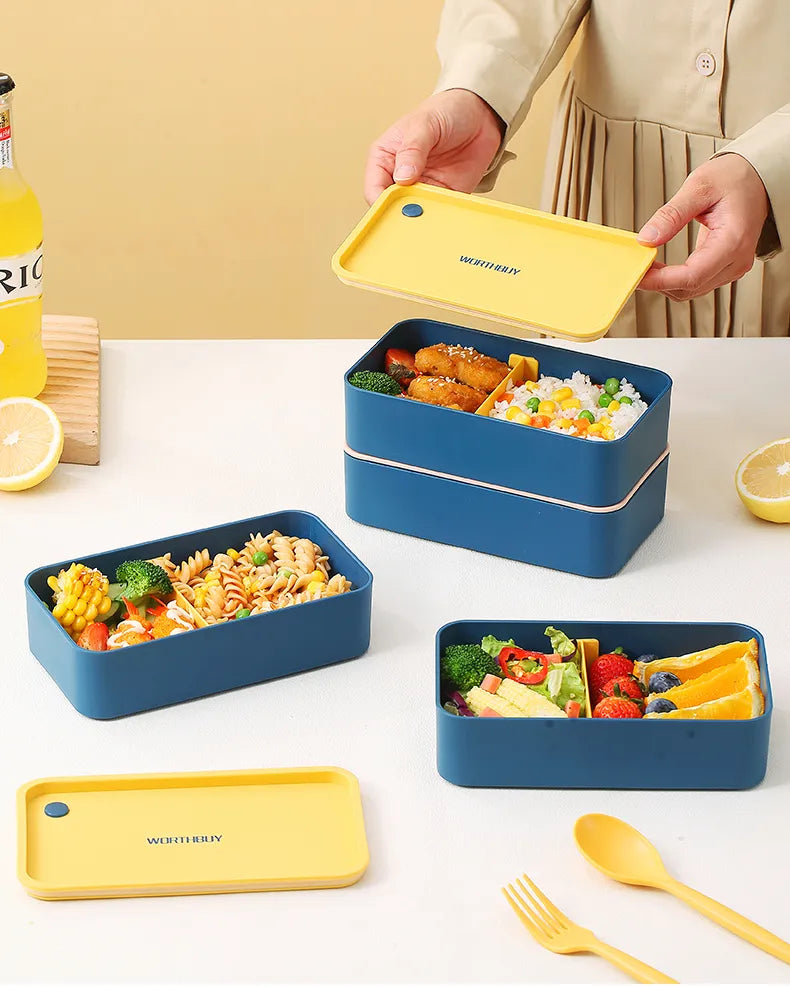 WORTHBUY Lunch Box Portable Insulated Lunch Container Set Stackable Bento  Stainless Steel Lunch Container